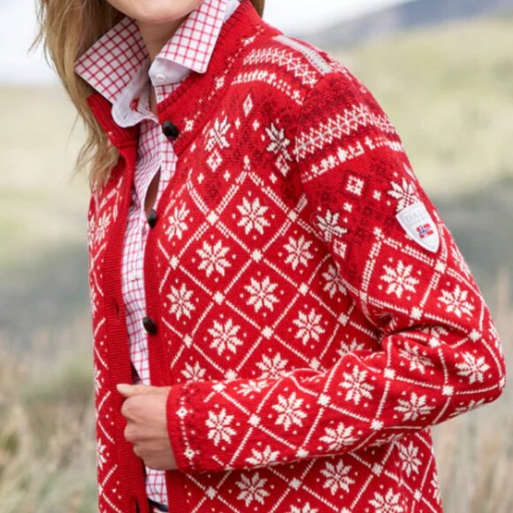 Dale of Norway Red and White Cardigan - Picture 5 of 6